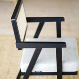 Čierna dubová jedálenská stolička s čalúneným sedákom Wien.