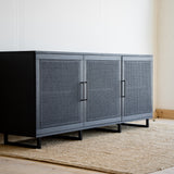 Čierna dubová komoda s ratanom Donau.